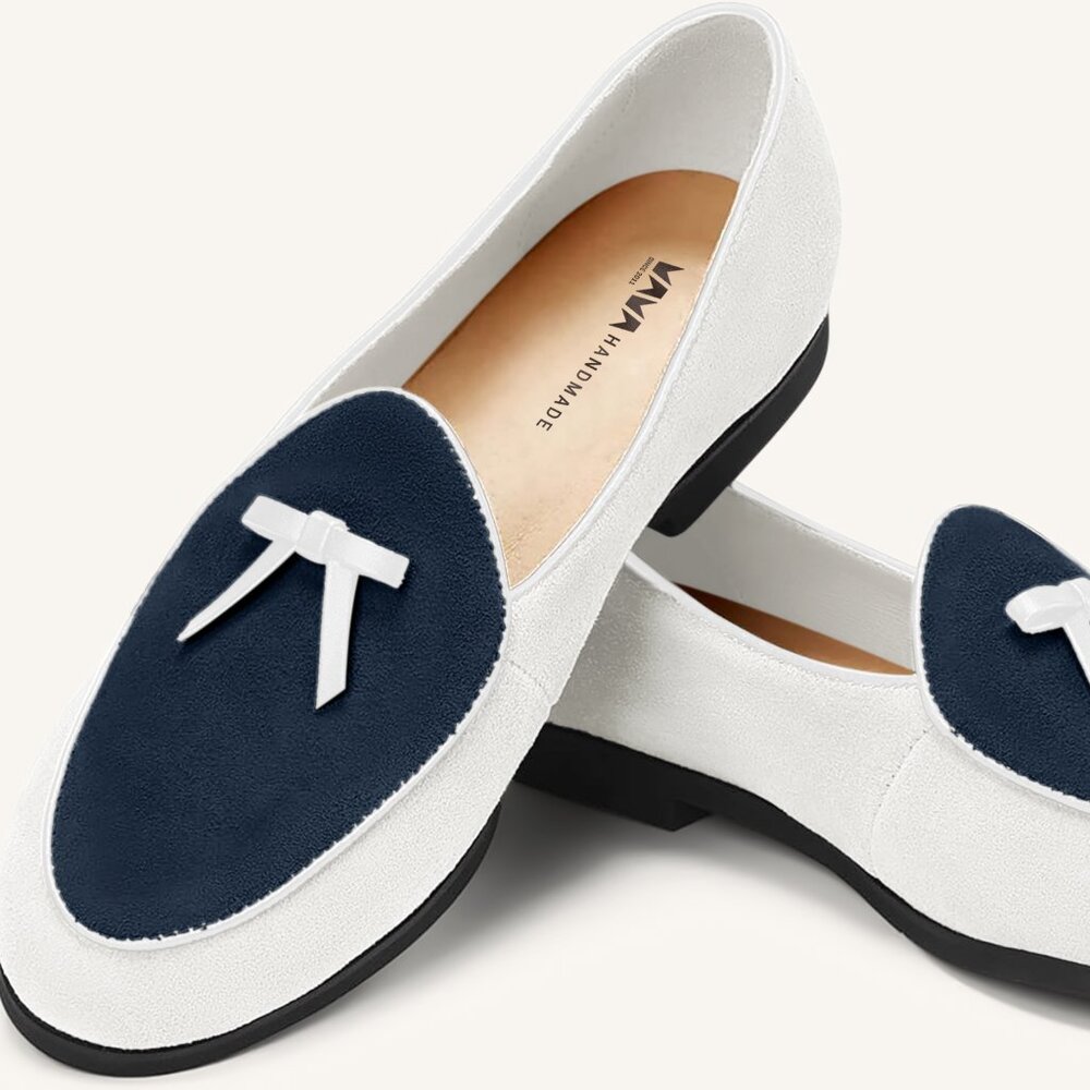 M.A.M.A. Bow Collection - Women's Blue & White Loafers